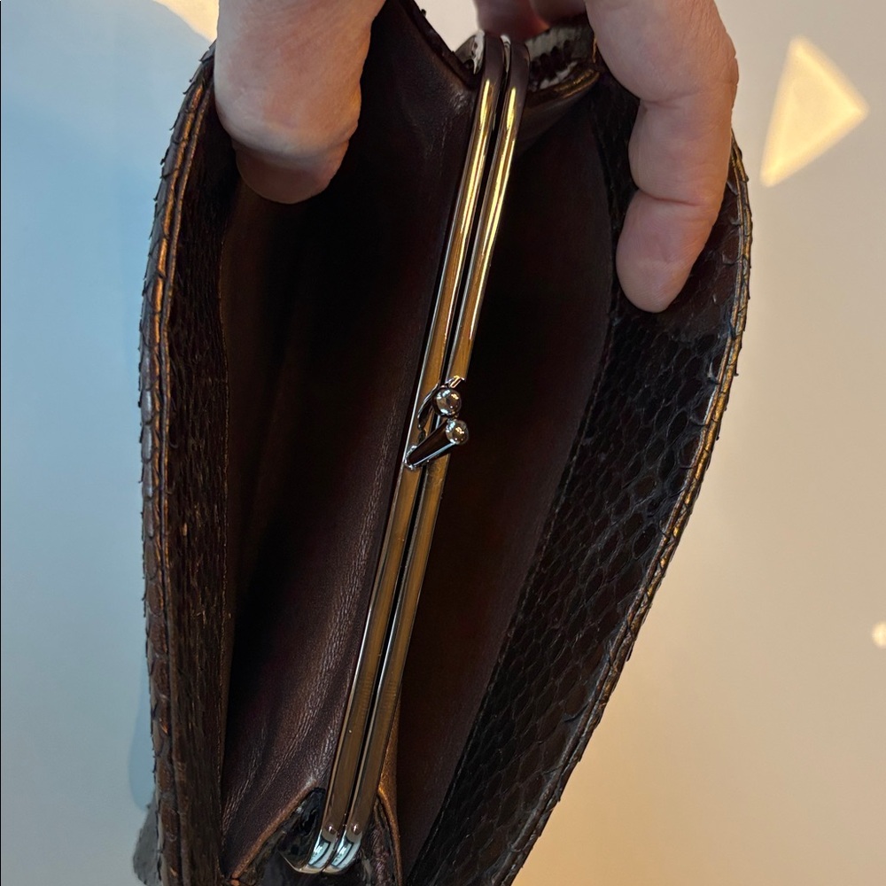 Vintage Chanel Iridescent Brown Python Clutch - image 5